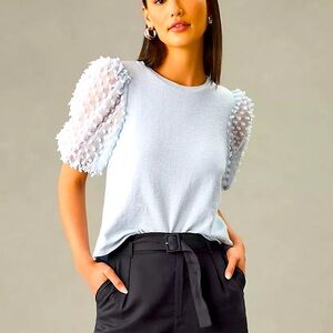 Maeve women puff sleeve top in WHITE